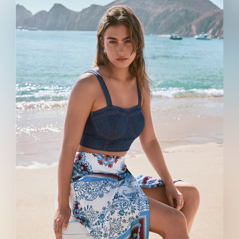 NWT Chambray Bustier Top